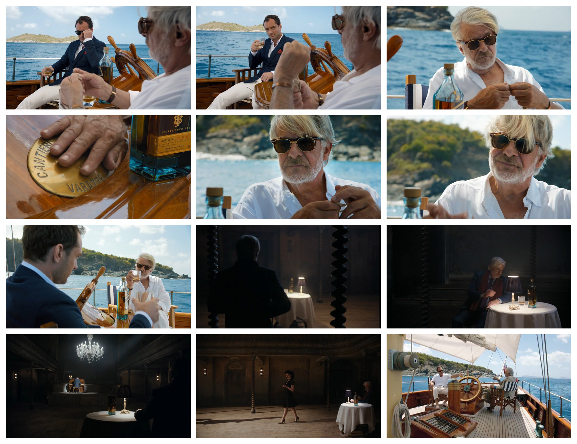 Product shots from the Johnnie Walker Blue Label short film, "A Gentleman's Wager"